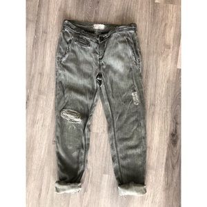 Free People Ripped Skinny Jean Olive